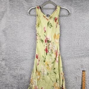 Vintage Together! Dress Womens 8 Green Floral Lined Ruffle Rayon 80s 90s Fairy